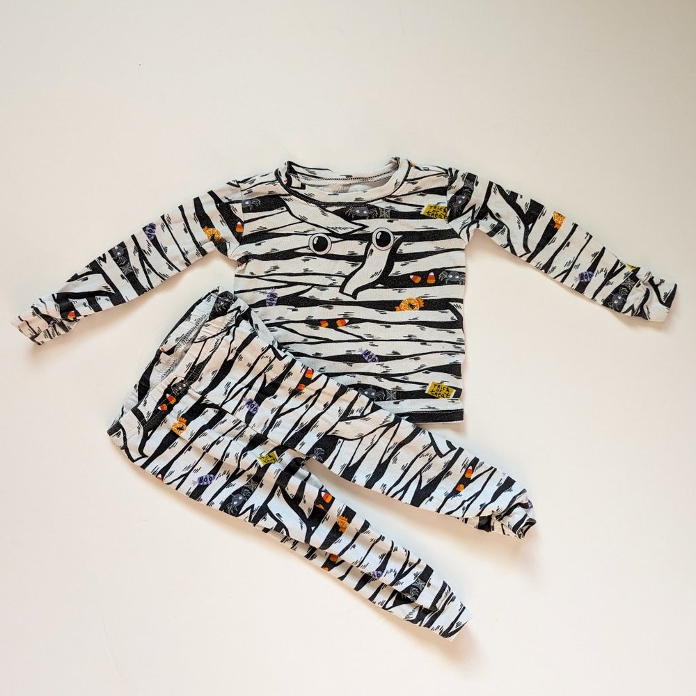 Unisex Halloween Mummy Snug Fit Cotton Pajamas - White 9/12 Months GUC